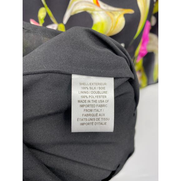 Milly Dress Flutter Sleeve Lilly Floral 100% Silk Black Pink Mini Size 0 New - Picture 3 of 7